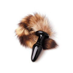Glass butt plug with Real Fox tail reviews and discounts sex shop