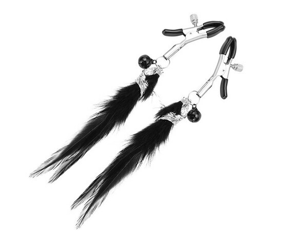 Nipple Clamps With Feathers Black reviews and discounts sex shop