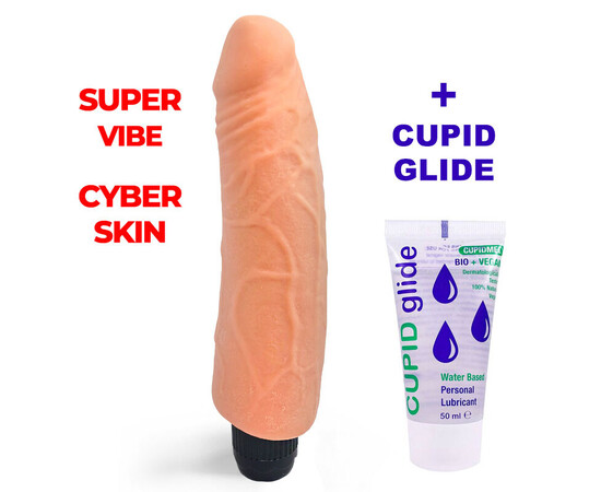 PROMO!!! Super Vibe CyberSkin Vibrator + Cupid Glide Bio Vegan Lubricant 50ml reviews and discounts sex shop
